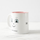 Happy Face mit Personalisiertem Text und Monogramm Zweifarbige Tasse (Vorderseite Links)