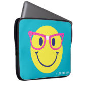 Happy Face Nerd Aquamarin & rosa Personalisiert Laptopschutzhülle (Vorne Rechts)