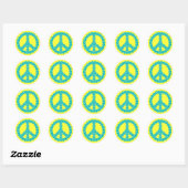 Happy Face Peace Runder Aufkleber (Blatt)