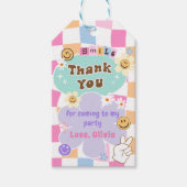 Happy Face Smile Checkered Geburtstag Geschenktast Geschenkanhänger (Vorderseite)