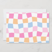 Happy Face Smile Groovy Checkered Geburtstag Foto Einladung (Rückseite)