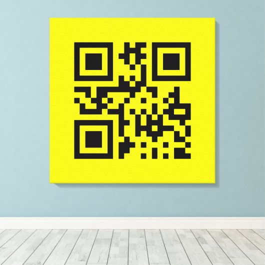 Happy Face Smiling Emoji — QR Code Leinwanddruck (Insitu (Holzboden))