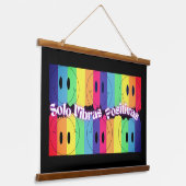 Happy Face Spanish Wording | Inspiration Zitat Wandteppich Mit Holzrahmen (Gewinkelt)