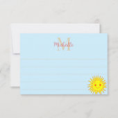 Happy Face Sunshine Lined Monogram Personalized Mitteilungskarte (Vorderseite)