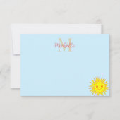 Happy Face Sunshine Monogram Personalized Mitteilungskarte (Vorderseite)