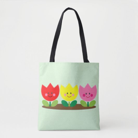 Happy Face Tulip Blume Gartenkunst Tasche (Vorderseite)
