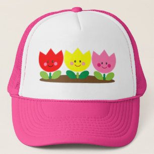 Happy Face Tulip Blume Gartenkunst Truckerkappe