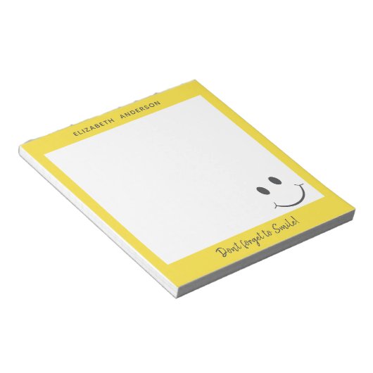 Happy Face Vergiss nicht, den Namen hinzufügen zu Notizblock (angewinkelt)
