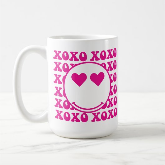 Happy Face, xoxo, valentine, custom mug, cup Kaffeetasse (Links)
