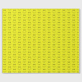 Happy Face Yellow Pattern Wrapping Paper Geschenkpapier (Flach)