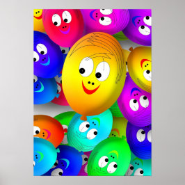 Happy Faces Balloons Poster