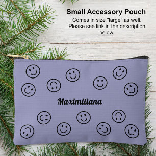Happy Faces Black auf Lila-KLEINEN Accessory Pouch Zubehörtasche