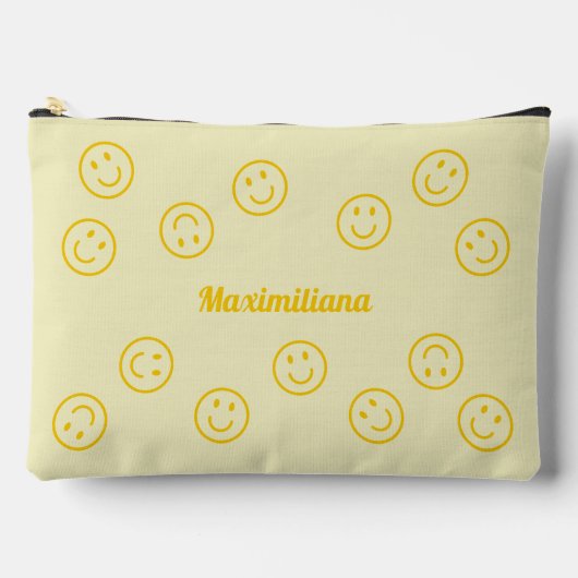 Happy Faces - Gelb- LARGE Accessory Pouch Zubehörtasche (Vorderseite)