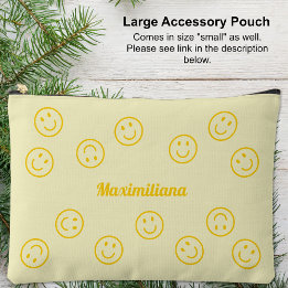 Happy Faces - Gelb- LARGE Accessory Pouch Zubehörtasche