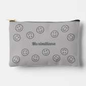 Happy Faces Gray - KLEINER Accessory Pouch Zubehörtasche (Vorderseite)