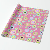 Happy faces in pastel - fun and cute  geschenkpapier (Ungerollt)