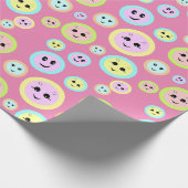 Happy faces in pastel - fun and cute  geschenkpapier (Ecke)