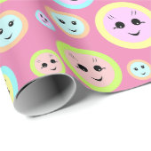 Happy faces in pastel - fun and cute  geschenkpapier (Rolleneckpunkt)