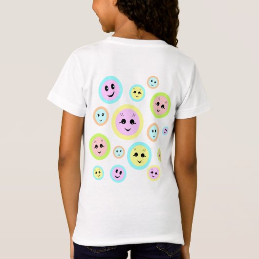 Happy faces in pastel - fun and cute  T-Shirt (Rückseite)
