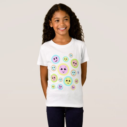 Happy faces in pastel - fun and cute  T-Shirt (Vorne ganz)