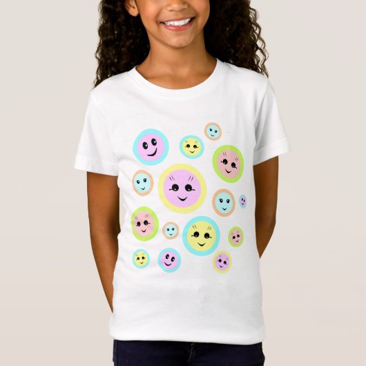 Happy faces in pastel - fun and cute T-Shirt (Vorderseite)