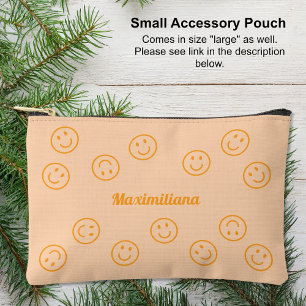 Happy Faces Orange auf Peach- KLEINEN Accessory Po Zubehörtasche