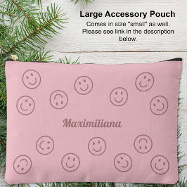 Happy Faces Pink on Pink - LARGE Accessory Pouch Zubehörtasche