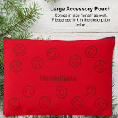 Happy Faces Red on LightRed - LARGE Accessory Pouc Zubehörtasche