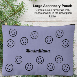 Happy Facy Black auf Lila - große Zubehörtasche