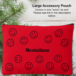Happy Facy Black auf Red- LARGE Accessory Pouch Zubehörtasche