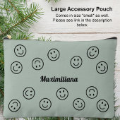 Happy Facy Black on Green - LARGE Accessory Pouch Zubehörtasche