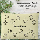 Happy Facy Black on Yellow - LARGE Accessory Pouch Zubehörtasche