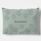 Happy Facy Green auf Green - LARGE Accessory Pouch Zubehörtasche (Rückseite)