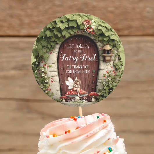 Happy Fairy First Birthday Thank You Runder Aufkleber