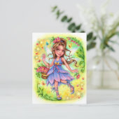 Happy Fairy Postcard Postkarte (Stehend Vorderseite)