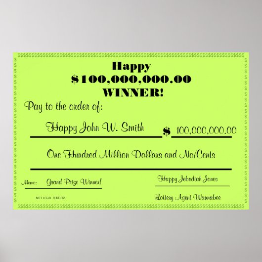 Happy Fake Lottery Karo Huge Poster (Vorne)