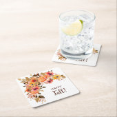 Happy Fall Blume Bloms Rechteckiger Pappuntersetzer (Vor Ort)