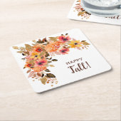 Happy Fall Blume Bloms Rechteckiger Pappuntersetzer (angewinkelt)