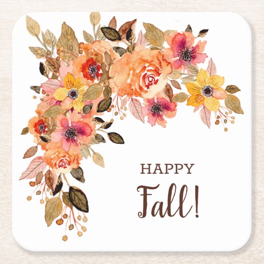 Happy Fall Blume Bloms Rechteckiger Pappuntersetzer (Vorderseite)