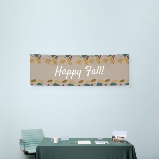 Happy Fall Brown Greenery Leaf Border Banner (Messeveranstaltung)