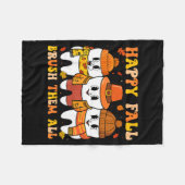 Happy Fall Bruhem All Teeth Thanksgiving Dental De Fleecedecke (Vorderseite (Horizontal))
