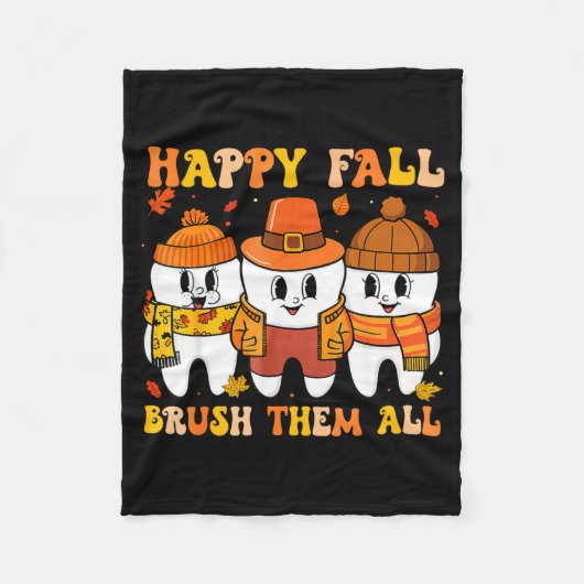 Happy Fall Bruhem All Teeth Thanksgiving Dental De Fleecedecke (Vorderseite)