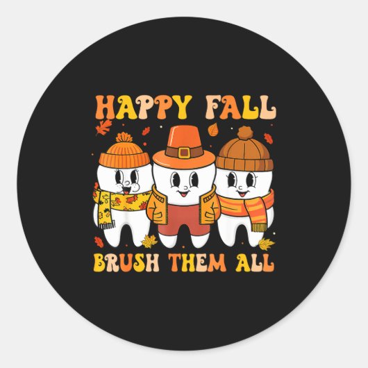 Happy Fall Bruhem All Teeth Thanksgiving Dental De Runder Aufkleber (Vorderseite)