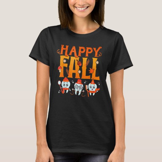 Happy Fall Brush Them All Dental Dentist Squad Tha T-Shirt (Vorderseite)