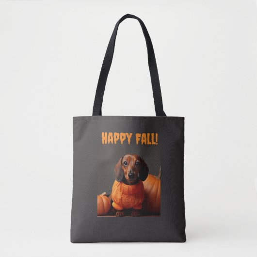 Happy Fall Dackel Tote Bag Tasche (Vorderseite)