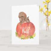 Happy Fall Eichhörnchen auf Pumpkin Karte (Gelbe Blume)