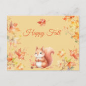 Happy Fall Eichhörnchen in Blätter Postkarte (Vorderseite)