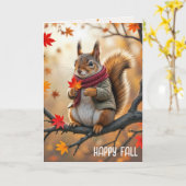 Happy Fall Eichhörnchen mit einem Ahornleaf Karte (Gelbe Blume)