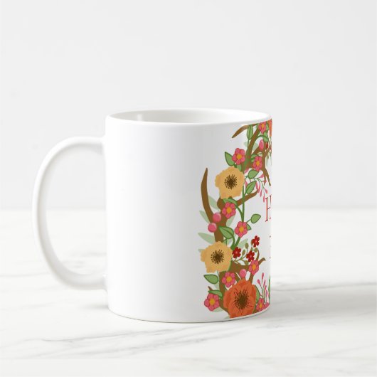 Happy Fall Floral Wreath Kaffeetasse (Links)