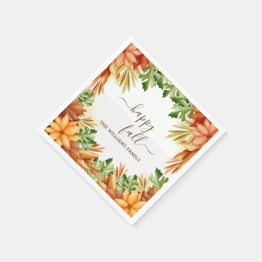 Happy Fall Foliage Cocktail Serviette (Ecke)